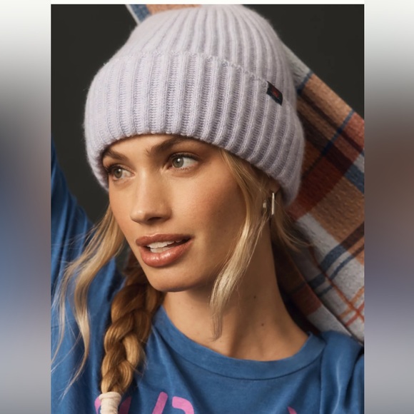 Faherty 100% Cashmere Ribbed Beanie, Purple, Brand-new! $128 MSRP. - Picture 6 of 6